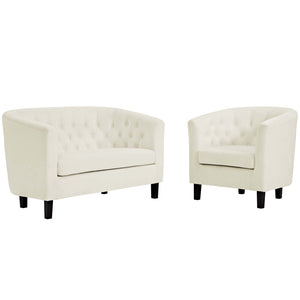 ModwayModway Prospect 2 Piece Performance Velvet Loveseat and Armchair Set EEI-3154 EEI-3154-IVO-SET- BetterPatio.com