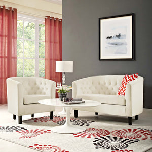 ModwayModway Prospect 2 Piece Performance Velvet Loveseat and Armchair Set EEI-3154 EEI-3154-IVO-SET- BetterPatio.com