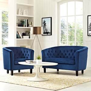 ModwayModway Prospect 2 Piece Performance Velvet Loveseat and Armchair Set EEI-3154 EEI-3154-NAV-SET- BetterPatio.com