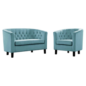 ModwayModway Prospect 2 Piece Performance Velvet Loveseat and Armchair Set EEI-3154 EEI-3154-SEA-SET- BetterPatio.com