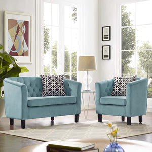 ModwayModway Prospect 2 Piece Performance Velvet Loveseat and Armchair Set EEI-3154 EEI-3154-SEA-SET- BetterPatio.com