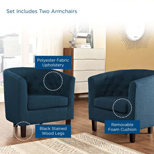 ModwayModway Prospect 2 Piece Upholstered Fabric Armchair Set EEI-3150 EEI-3150-AZU-SET- BetterPatio.com