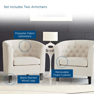 ModwayModway Prospect 2 Piece Upholstered Fabric Armchair Set EEI-3150 EEI-3150-BEI-SET- BetterPatio.com