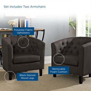 ModwayModway Prospect 2 Piece Upholstered Fabric Armchair Set EEI-3150 EEI-3150-BRN-SET- BetterPatio.com