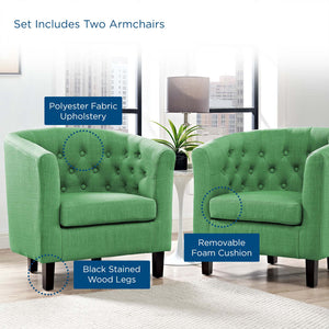 ModwayModway Prospect 2 Piece Upholstered Fabric Armchair Set EEI-3150 EEI-3150-GRN-SET- BetterPatio.com