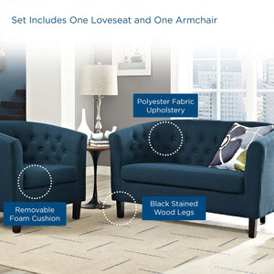 ModwayModway Prospect 2 Piece Upholstered Fabric Loveseat and Armchair Set EEI-3148 EEI-3148-AZU-SET- BetterPatio.com