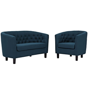 ModwayModway Prospect 2 Piece Upholstered Fabric Loveseat and Armchair Set EEI-3148 EEI-3148-AZU-SET- BetterPatio.com