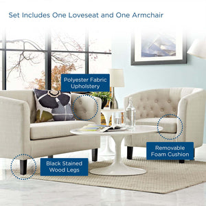 ModwayModway Prospect 2 Piece Upholstered Fabric Loveseat and Armchair Set EEI-3148 EEI-3148-BEI-SET- BetterPatio.com