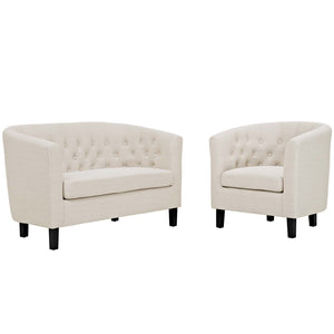 ModwayModway Prospect 2 Piece Upholstered Fabric Loveseat and Armchair Set EEI-3148 EEI-3148-BEI-SET- BetterPatio.com