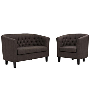 ModwayModway Prospect 2 Piece Upholstered Fabric Loveseat and Armchair Set EEI-3148 EEI-3148-BRN-SET- BetterPatio.com