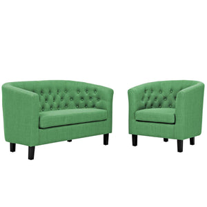 ModwayModway Prospect 2 Piece Upholstered Fabric Loveseat and Armchair Set EEI-3148 EEI-3148-GRN-SET- BetterPatio.com