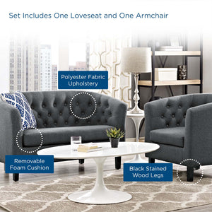 ModwayModway Prospect 2 Piece Upholstered Fabric Loveseat and Armchair Set EEI-3148 EEI-3148-GRY-SET- BetterPatio.com