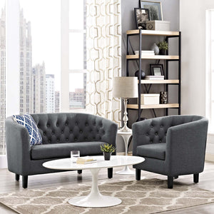 ModwayModway Prospect 2 Piece Upholstered Fabric Loveseat and Armchair Set EEI-3148 EEI-3148-GRY-SET- BetterPatio.com