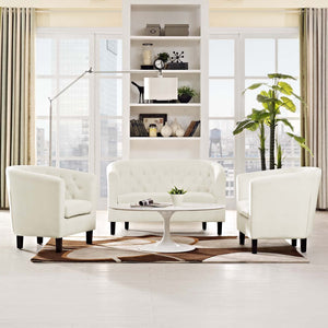 ModwayModway Prospect 3 Piece Performance Velvet Loveseat and Armchair Set EEI-3152 EEI-3152-IVO-SET- BetterPatio.com