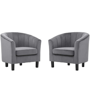 ModwayModway Prospect Channel Tufted Performance Velvet Armchair Set of 2 EEI-4150 EEI-4150-GRY- BetterPatio.com