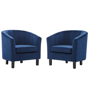 ModwayModway Prospect Channel Tufted Performance Velvet Armchair Set of 2 EEI-4150 EEI-4150-NAV- BetterPatio.com