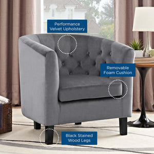 ModwayModway Prospect Performance Velvet Armchair EEI-2613 EEI-2613-GRY- BetterPatio.com