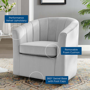 ModwayModway Prospect Performance Velvet Swivel Armchair EEI-4139 EEI-4139-LGR- BetterPatio.com