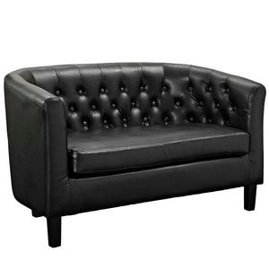 ModwayModway Prospect Upholstered Vinyl Loveseat and Armchair Set EEI-4108 EEI-4108-BLK-SET- BetterPatio.com