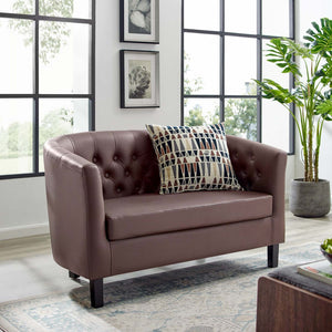 ModwayModway Prospect Upholstered Vinyl Loveseat EEI-1043 EEI-1043-BRN- BetterPatio.com