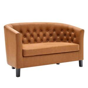 ModwayModway Prospect Upholstered Vinyl Loveseat EEI-1043 EEI-1043-TAN- BetterPatio.com