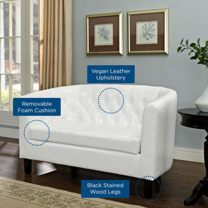 ModwayModway Prospect Upholstered Vinyl Loveseat EEI-1043 EEI-1043-WHI- BetterPatio.com