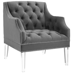 ModwayModway Proverbial Tufted Button Accent Performance Velvet Armchair EEI-3413 EEI-3413-GRY- BetterPatio.com