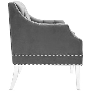 ModwayModway Proverbial Tufted Button Accent Performance Velvet Armchair EEI-3413 EEI-3413-GRY- BetterPatio.com