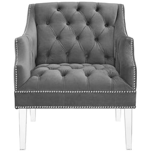 ModwayModway Proverbial Tufted Button Accent Performance Velvet Armchair EEI-3413 EEI-3413-GRY- BetterPatio.com