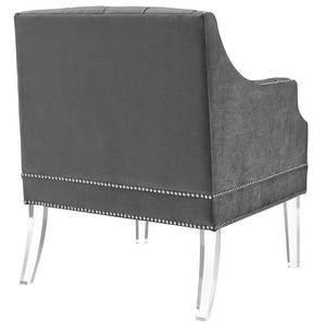 ModwayModway Proverbial Tufted Button Accent Performance Velvet Armchair EEI-3413 EEI-3413-GRY- BetterPatio.com