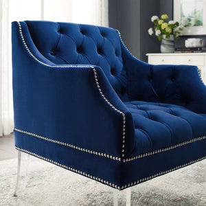 ModwayModway Proverbial Tufted Button Accent Performance Velvet Armchair EEI-3413 EEI-3413-NAV- BetterPatio.com