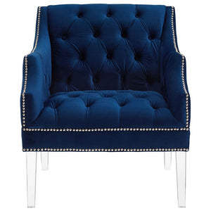 ModwayModway Proverbial Tufted Button Accent Performance Velvet Armchair EEI-3413 EEI-3413-NAV- BetterPatio.com