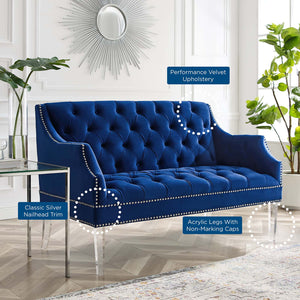 ModwayModway Proverbial Tufted Performance Velvet Loveseat EEI-4327 EEI-4327-NAV- BetterPatio.com