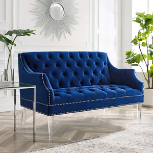 ModwayModway Proverbial Tufted Performance Velvet Loveseat EEI-4327 EEI-4327-NAV- BetterPatio.com