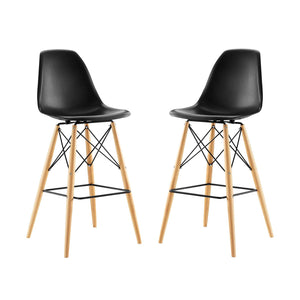 ModwayModway Pyramid Dining Side Bar Stool Set of 2 EEI-2422 EEI-2422-BLK-SET- BetterPatio.com