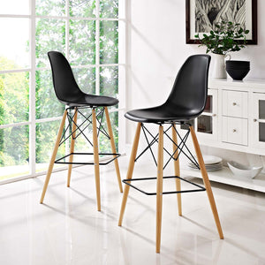 ModwayModway Pyramid Dining Side Bar Stool Set of 2 EEI-2422 EEI-2422-BLK-SET- BetterPatio.com