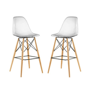 ModwayModway Pyramid Dining Side Bar Stool Set of 2 EEI-2422 EEI-2422-CLR-SET- BetterPatio.com