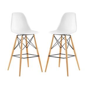 ModwayModway Pyramid Dining Side Bar Stool Set of 2 EEI-2422 EEI-2422-WHI-SET- BetterPatio.com