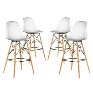 ModwayModway Pyramid Dining Side Bar Stool Set of 4 EEI-2423 EEI-2423-CLR-SET- BetterPatio.com