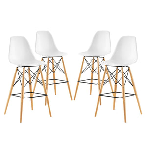 ModwayModway Pyramid Dining Side Bar Stool Set of 4 EEI-2423 EEI-2423-WHI-SET- BetterPatio.com