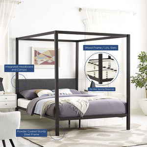 ModwayModway Raina Queen Canopy Bed Frame MOD-5570 MOD-5570-BRN-GRY- BetterPatio.com