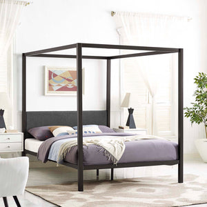 ModwayModway Raina Queen Canopy Bed Frame MOD-5570 MOD-5570-BRN-GRY- BetterPatio.com