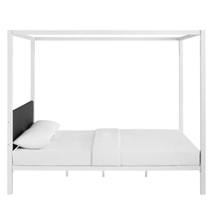 ModwayModway Raina Queen Canopy Bed Frame MOD-5570 MOD-5570-WHI-GRY- BetterPatio.com