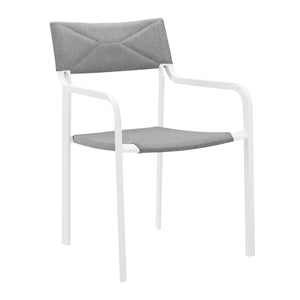 ModwayModway Raleigh Stackable Outdoor Patio Aluminum Dining Armchair EEI-3573 EEI-3573-WHI-GRY- BetterPatio.com
