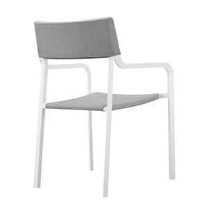 ModwayModway Raleigh Stackable Outdoor Patio Aluminum Dining Armchair EEI-3573 EEI-3573-WHI-GRY- BetterPatio.com