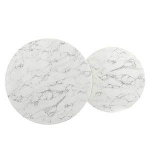 ModwayModway Ravenna Artificial Marble Nesting Coffee Table EEI-4208 EEI-4208-GLD-WHI- BetterPatio.com