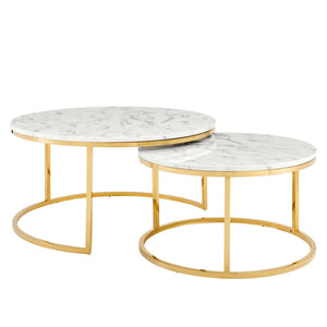 ModwayModway Ravenna Artificial Marble Nesting Coffee Table EEI-4208 EEI-4208-GLD-WHI- BetterPatio.com