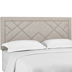 ModwayModway Reese Nailhead Full / Queen Upholstered Linen Fabric Headboard MOD-5844 MOD-5844-BEI- BetterPatio.com