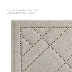 ModwayModway Reese Nailhead Full / Queen Upholstered Linen Fabric Headboard MOD-5844 MOD-5844-BEI- BetterPatio.com