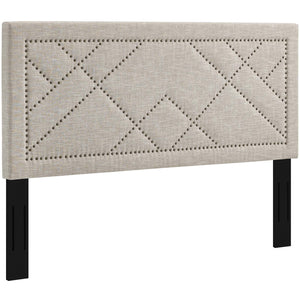 ModwayModway Reese Nailhead Full / Queen Upholstered Linen Fabric Headboard MOD-5844 MOD-5844-BEI- BetterPatio.com